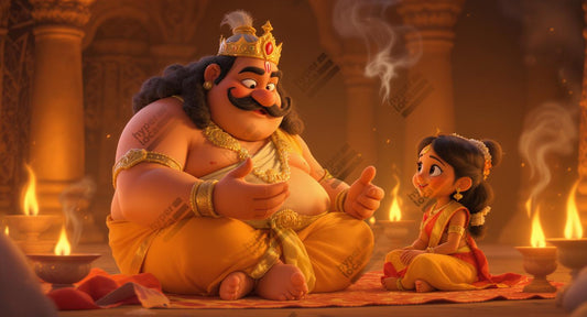 Maveli Narrating Story Little Girl Digital Illustration
