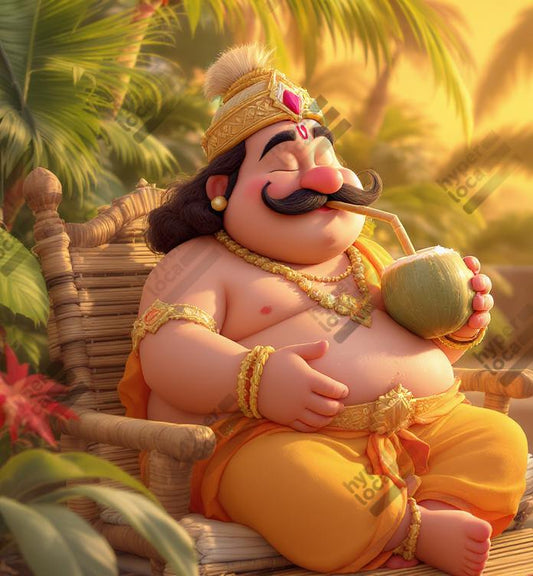 Maveli Beach Coconut Water Relaxed Digital Illustration