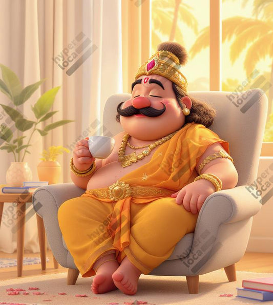 Maveli Relaxing Couch Coffee Sip Digital Illustration