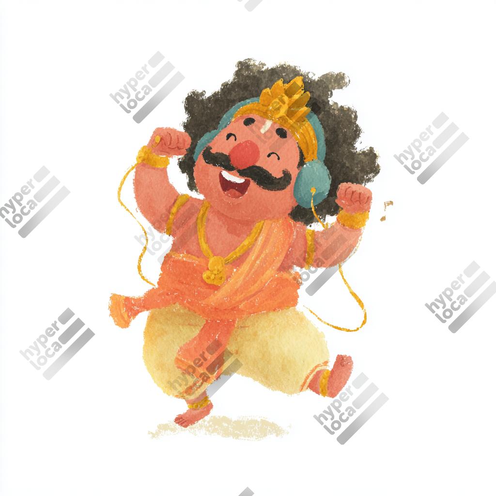 2D Maveli Dancing Music Headphone Digital Illustration