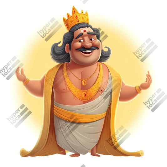 Cartoon Maveli Standing Happy Full Body