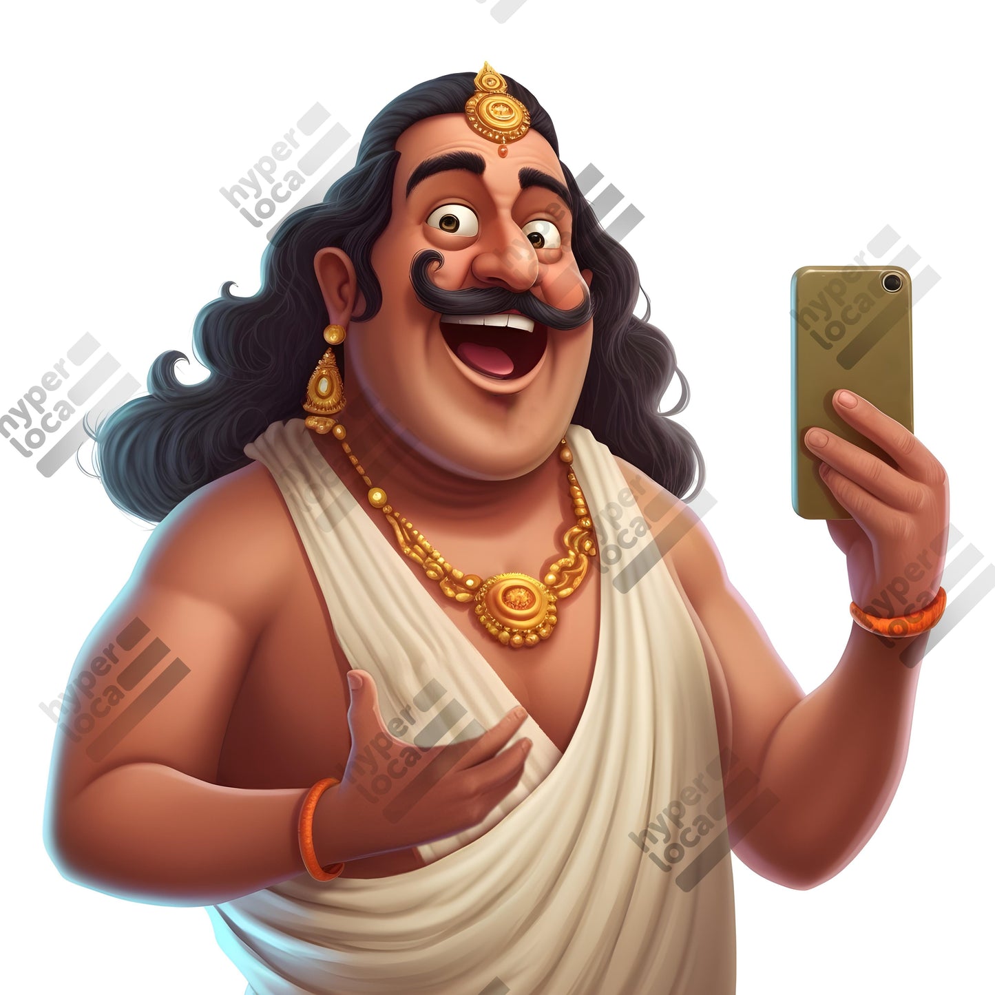 Cartoon Cute Maveli Smartphone Happy Surprised Illustration