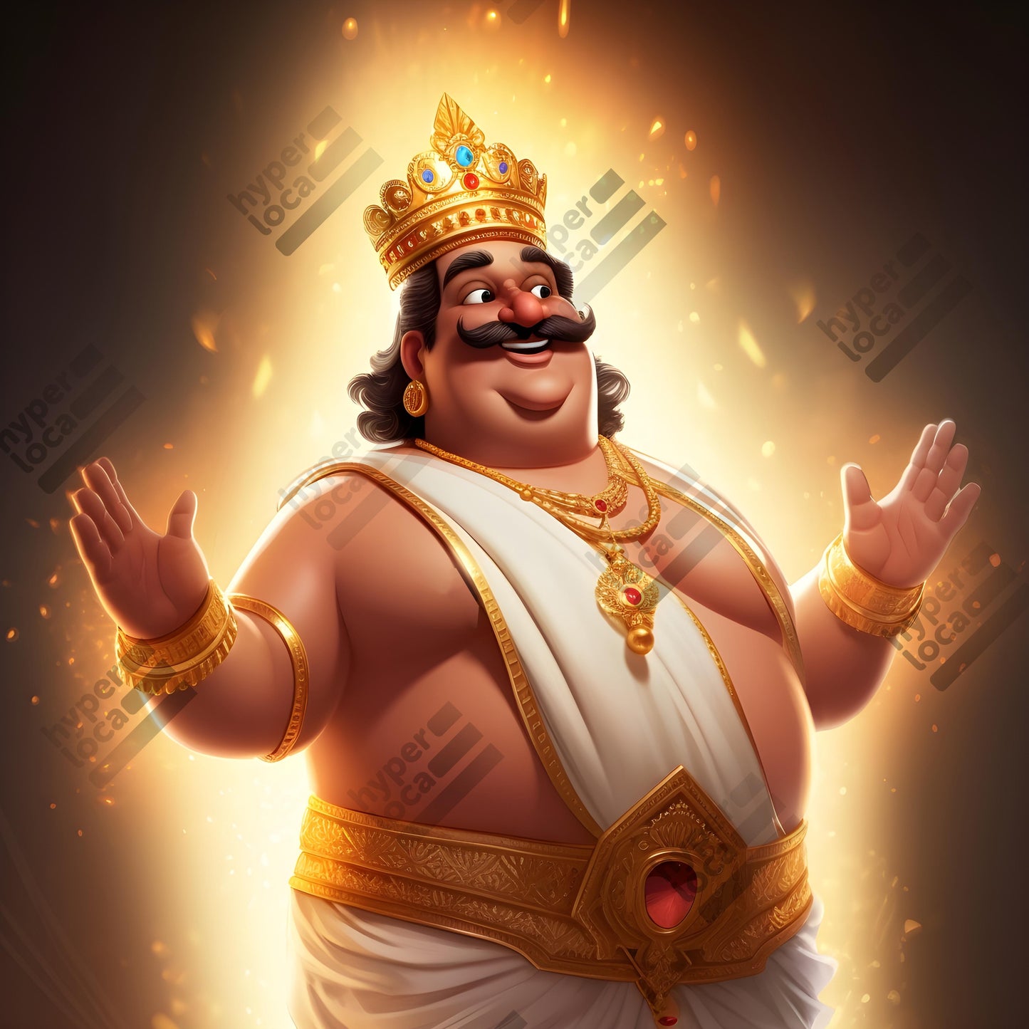Maveli King Happy Surprised Standing Illustration